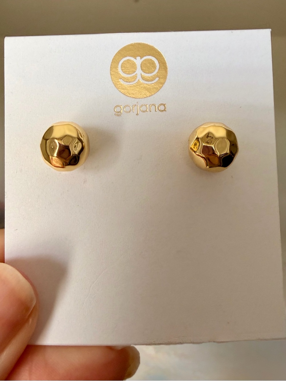 Gorjana Shiny Gold Faceted Round Studs - Picture 2 of 5